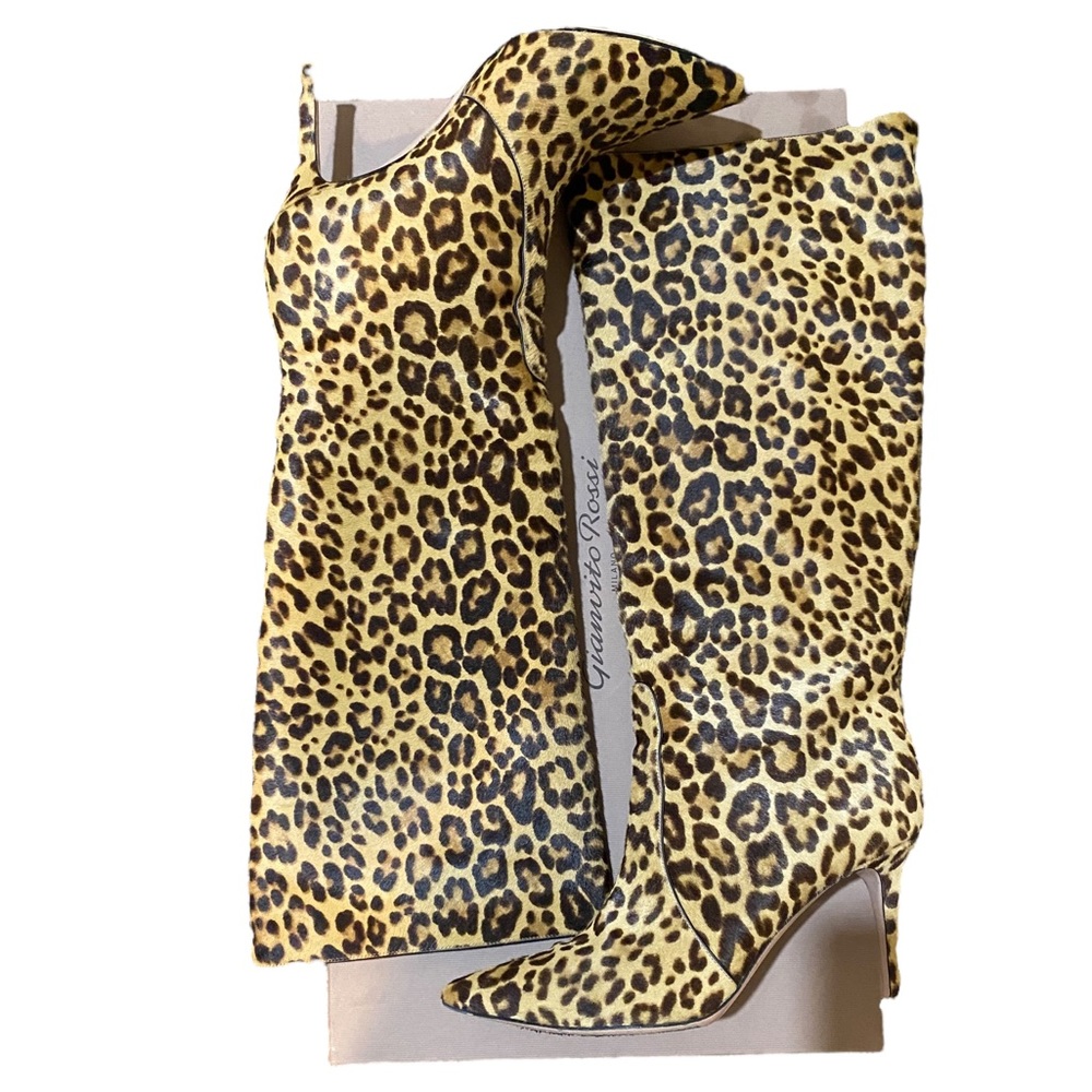 GIANVITO ROSSI Levy 85 leopard-print calf hair knee boots